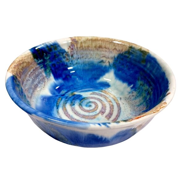 Kravec Studio Other - Stunning! Vintage 70s Kravec Studios Large Blue Multicolor Swirl Bowl Boho